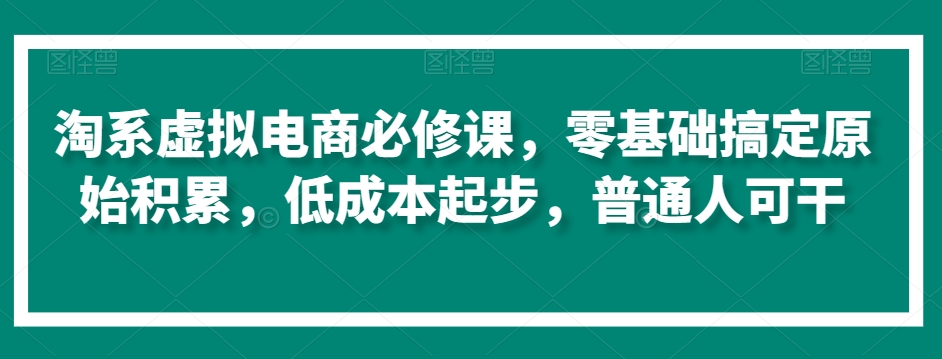 淘系虚拟电商必修课,零基础搞定原始积累,低成本起步,普通人可干插图 淘系虚拟电商必修课,零基础搞定原始积累,低成本起步,普通人可干