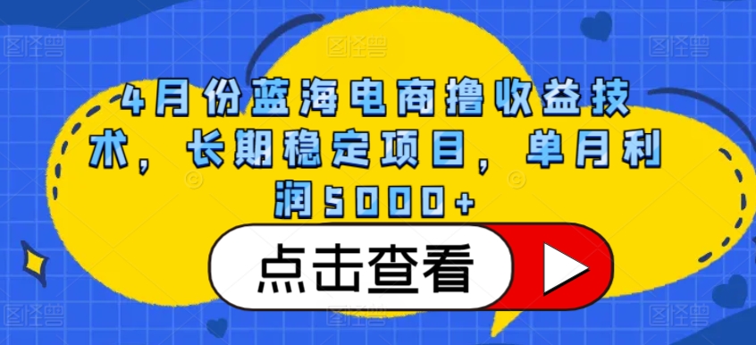 4月份蓝海电商撸收益技术,长期稳定项目,单月利润5000+【揭秘】插图 4月份蓝海电商撸收益技术,长期稳定项目,单月利润5000+【揭秘】
