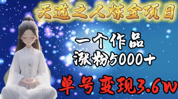 天选之人炼金项目,一个作品涨粉5000+,单号变现3.6w【揭秘】插图 天选之人炼金项目,一个作品涨粉5000+,单号变现3.6w【揭秘】