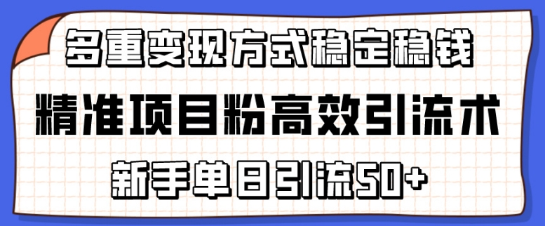 精准项目粉高效引流术,新手单日引流50+,多重变现方式稳定赚钱【揭秘】插图 精准项目粉高效引流术,新手单日引流50+,多重变现方式稳定赚钱【揭秘】