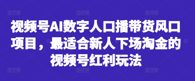 视频号AI数字人口播带货风口项目,最适合新人下场淘金的视频号红利玩法插图 视频号AI数字人口播带货风口项目,最适合新人下场淘金的视频号红利玩法