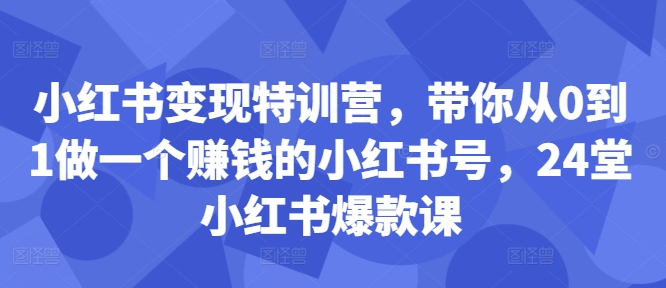 小红书变现特训营,带你从0到1做一个赚钱的小红书号,24堂小红书爆款课插图 小红书变现特训营,带你从0到1做一个赚钱的小红书号,24堂小红书爆款课