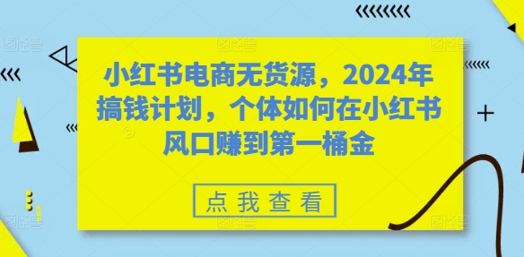 小红书电商无货源,2024年搞钱计划,个体如何在小红书风口赚到第一桶金插图 小红书电商无货源,2024年搞钱计划,个体如何在小红书风口赚到第一桶金