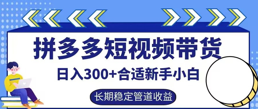 拼多多短视频带货日入300+有长期稳定被动收益,合适新手小白【揭秘】插图 拼多多短视频带货日入300+有长期稳定被动收益,合适新手小白【揭秘】