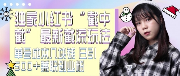 最新小红书截流玩法 独家截中截 单号成本几块钱 日引500+CY粉JZ粉插图 最新小红书截流玩法 独家截中截 单号成本几块钱 日引500+CY粉JZ粉
