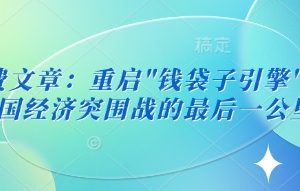 付费文章：重启”钱袋子引擎”：中国经济突围战的最后一公里