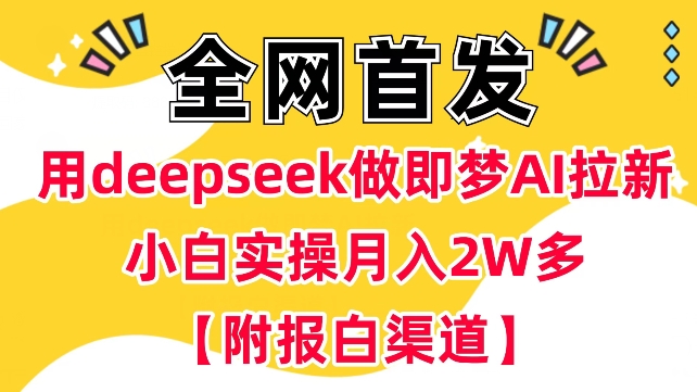 用deepseek做即梦Ai拉新 小白实操月入过W+【附报白渠道】插图 用deepseek做即梦Ai拉新 小白实操月入过W+【附报白渠道】