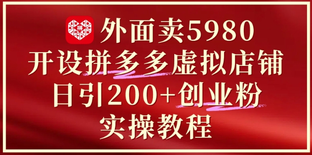 外面卖5980开设拼多多虚拟店铺:单日引流200+创业付费粉实战教程插图 外面卖5980开设拼多多虚拟店铺:单日引流200+创业付费粉实战教程