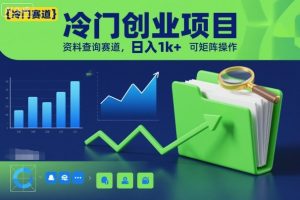 冷门创业项目,资料查询赛道,日入1k+,可矩阵操作