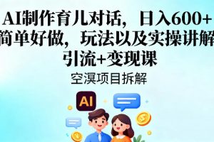 AI制作育儿对话,日入6张+,简单好做,玩法以及实操讲解,引流+变现课