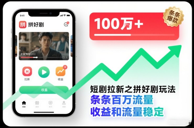 短剧拉新之拼好剧玩法,条条百万流量,收益和流量稳定插图 短剧拉新之拼好剧玩法,条条百万流量,收益和流量稳定