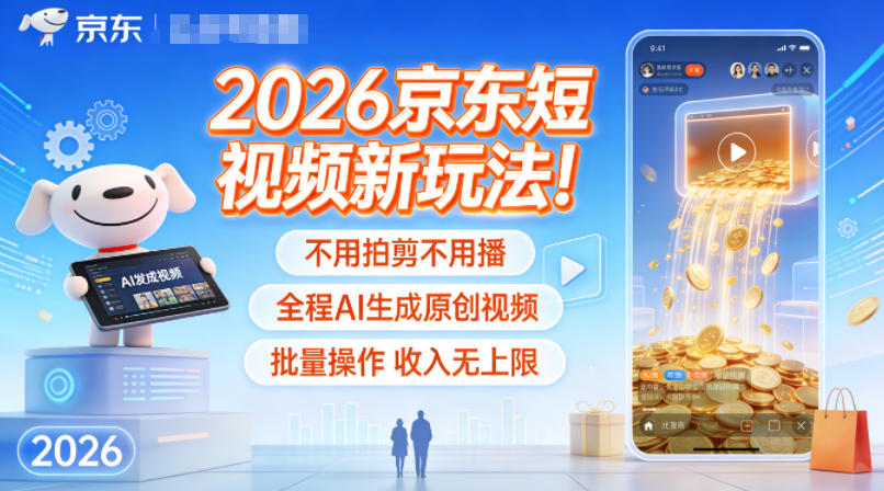 2026京东短视频新玩法!不用拍剪不用播,全程AI生成原创视频,批量操作收入无上限插图 2026京东短视频新玩法!不用拍剪不用播,全程AI生成原创视频,批量操作收入无上限